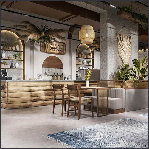 Thiết kế thi công nội thất quán cafe phong cách Boho